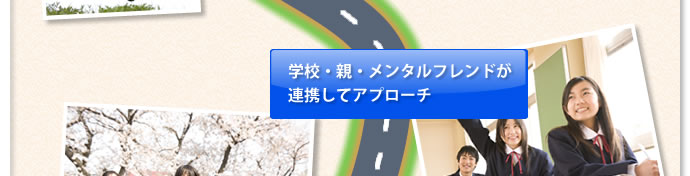 学校・親・メンタルフレンドが連携してアプローチ